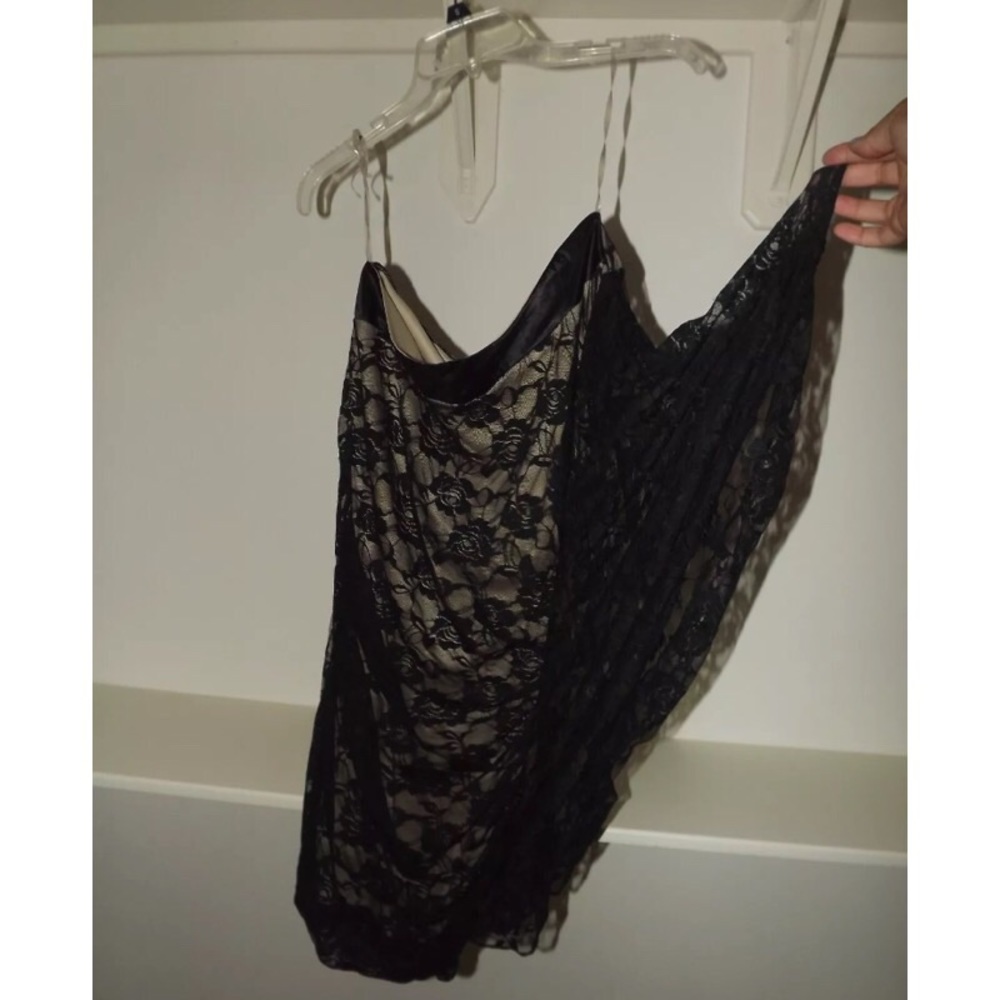 Black and Nude Cocktail Lace Dress